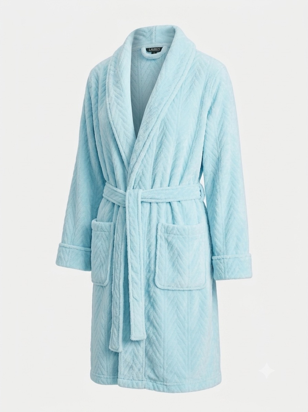 Lauren Ralph Lauren Aqua Blue Plush Fleece Bathrobe Sz XL